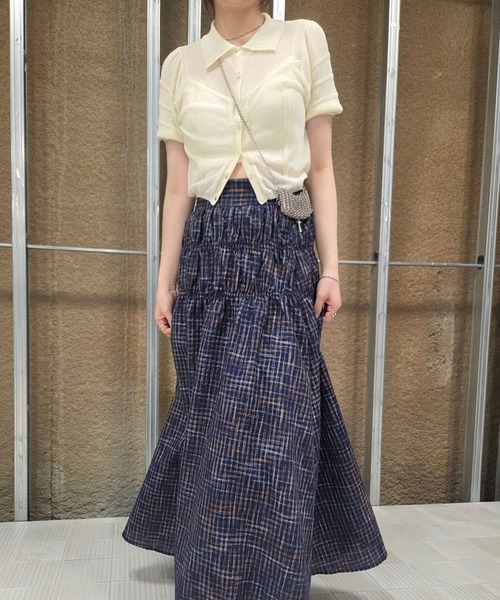 Ameri（アメリ） ブラウス シャツ 夏 半袖 MEDI COMPACT SUMMER KNIT