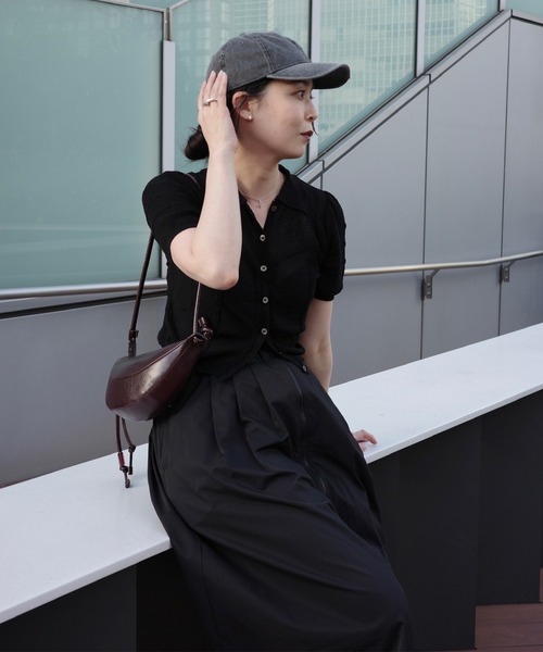 Ameri（アメリ） ブラウス シャツ 夏 半袖 MEDI COMPACT SUMMER KNIT