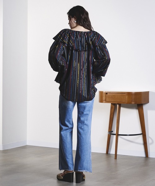 ROSE BUD（ローズバッド） ブラウス シャツ (mag.by c)STRIPE FRILL