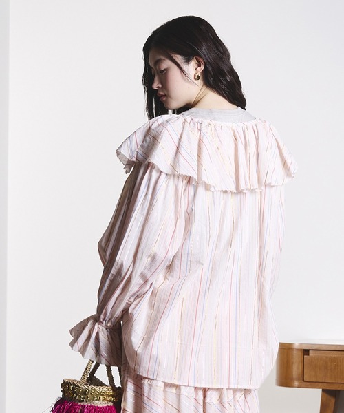 ROSE BUD（ローズバッド） ブラウス シャツ (mag.by c)STRIPE FRILL 