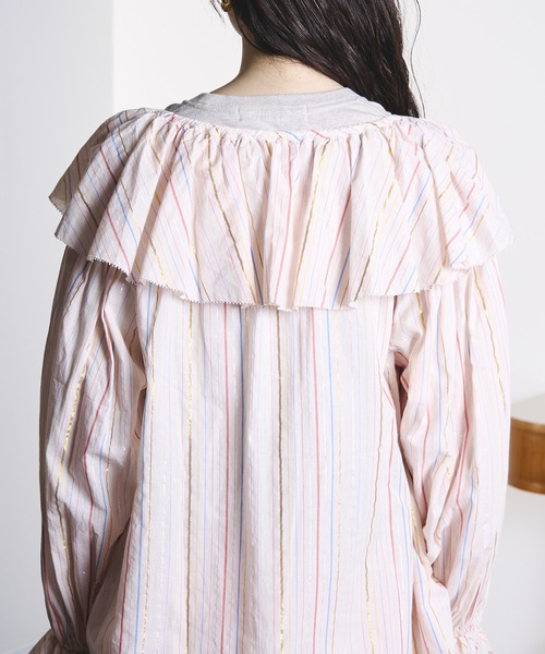 ROSE BUD（ローズバッド） ブラウス シャツ (mag.by c)STRIPE FRILL 
