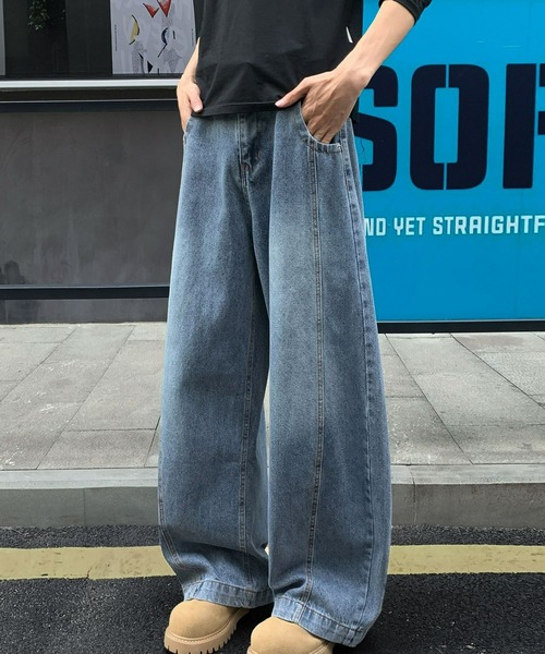 ワイドパンツ ジーンズ ワイドデザインデニムパンツ メンズ : ZOZOTOWN