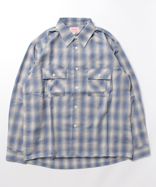 「BIG MIKE」 長袖シャツ MEDIUM グレー×ピンク メンズ_画像5
