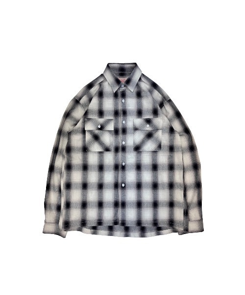 「BIG MIKE」 長袖シャツ MEDIUM グレー×ピンク メンズ_画像8