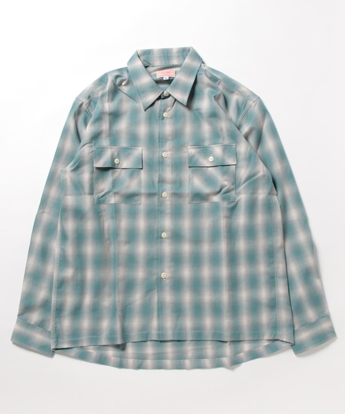 「BIG MIKE」 長袖シャツ MEDIUM グレー×ピンク メンズ_画像9