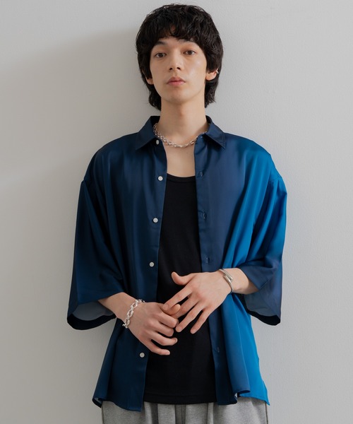 「SINSS」 半袖シャツ SMALL ブルー メンズ_画像9