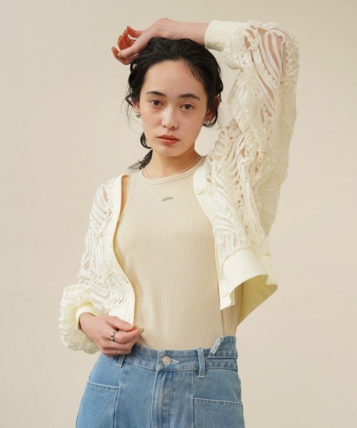 「Bab」 カーディガン M アイボリー レディース_画像3