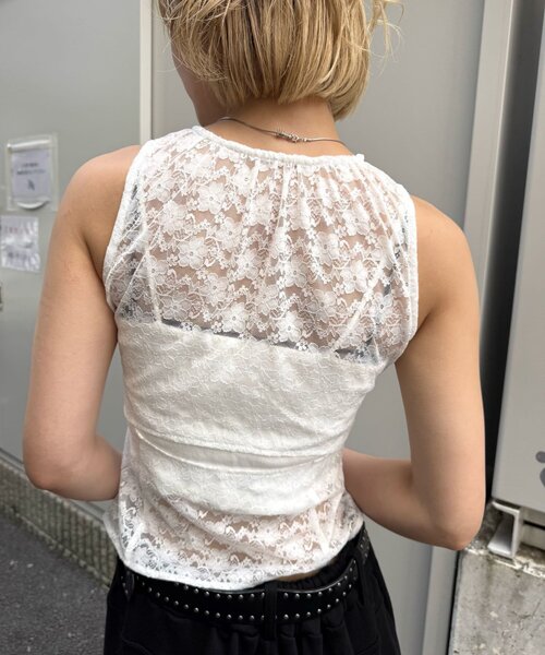 「WHO'S WHO gallery」 ノースリーブブラウス FREE オフホワイト レディース_画像6