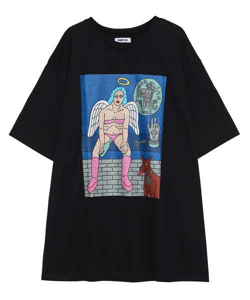 「PUNYUS」 半袖Tシャツ 4 ブラック レディース_画像5