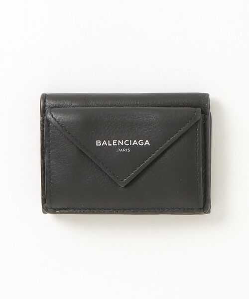 バレンシアガ ペーパーミニウォレット 三つ折り財布 ブラック 黒 BALENCIAGA（バレンシアガ） ペーパー ミニ 三つ折り 財布 - ブラック