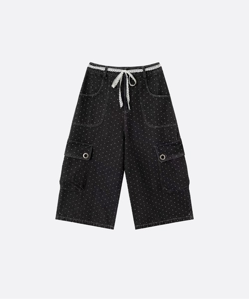 ワイドパンツ ジーンズ Lace Trim Cargo Dot Denim Pants メンズ | U：UME