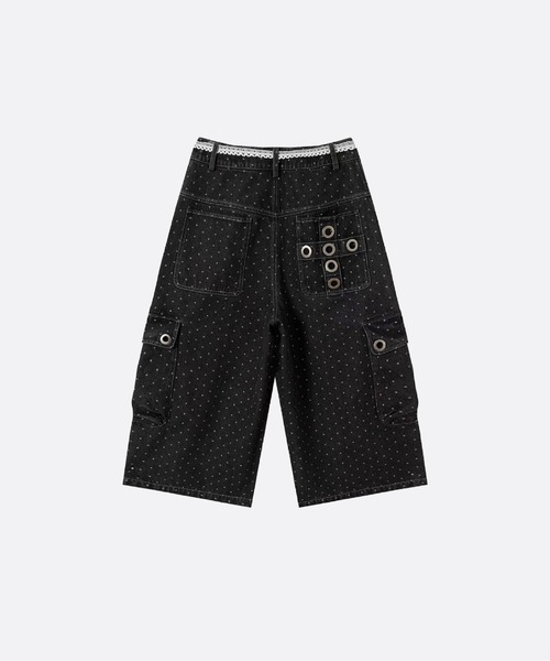 ワイドパンツ ジーンズ Lace Trim Cargo Dot Denim Pants メンズ | U：UME | 02
