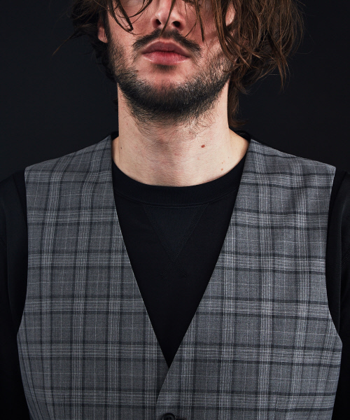 5351 POUR LES HOMMES ベスト ジレ 「セットアップ対応」ピンチェック