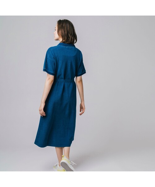インディゴ 鹿の子ポロドレス ワンピース　ラコステ ラコステ LACOSTE インディゴ 鹿の子ポロドレス ワンピース