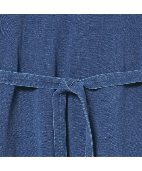 ワンピース シャツワンピース インディゴ鹿の子地ポロドレス 