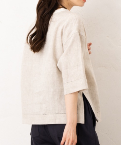 フレンチリネン 半袖プルオーバー　ブラック　L 半袖プルオーバー フレンチリネン ブラック – MINIMAL WARDROBE