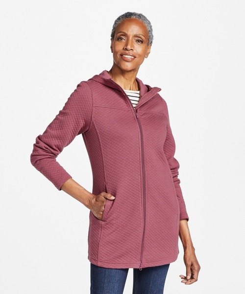 パーカー ソフトライト・キルト・トップ、フルジップ・チュニック 米国フィット・レギュラー レディース L.L.Bean パーカー ソフトライト・キルト・トップ、フルジップ