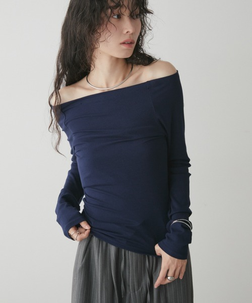 新品タグ付き cherry Ann マーガレットオフショルトップス Aunt Marie's（アントマリーズ） tシャツ オフショルロングスリーブ