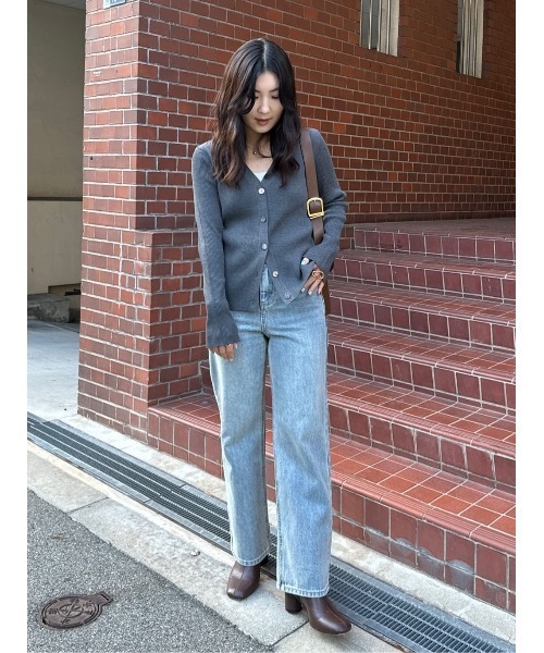 titivate（ティティベイト） カーディガン Vネックリブ編みニット