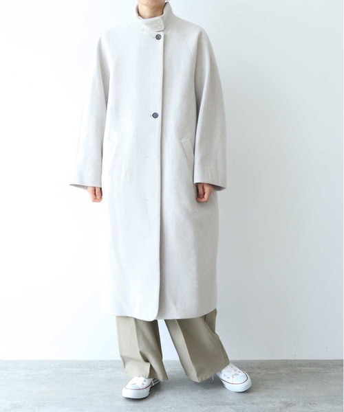 yuni ステンカラーコート コート ウールスーパー100 スリットカラー