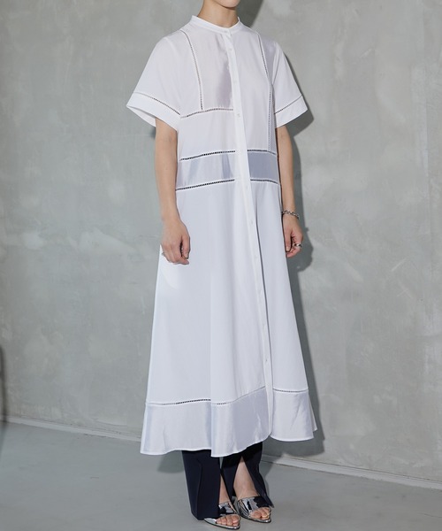 LE CIEL BLEU（ルシェルブルー） ワンピース コントラストファブリック