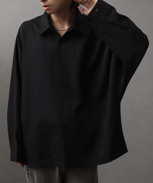 Vtwelve ポリエステルシャツ ブラック welise（ウェライズ） シャツ 「welise/ウェライズ」リッチドレープ