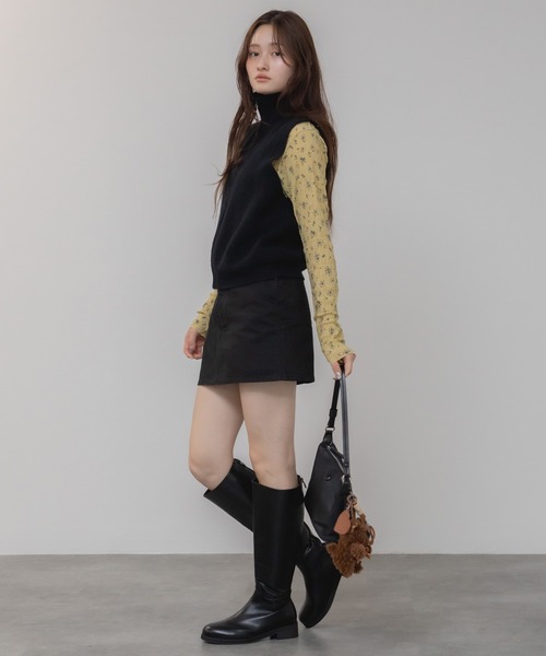 HEILIS（ヘイリス） ベスト ジレ ショート丈ダブルジップニットベスト