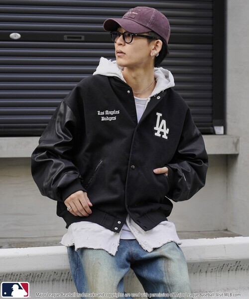 スタジャン MLB/メジャーリーグベースボール 別注 メルトンフェイク