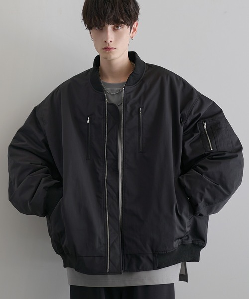 LILL ルーズシルエットメタルジップボリュームMA-1 (XLサイズ) LILL（リル） ma1 ma-1 ルーズシルエットメタルジップ ボリュームMA-1