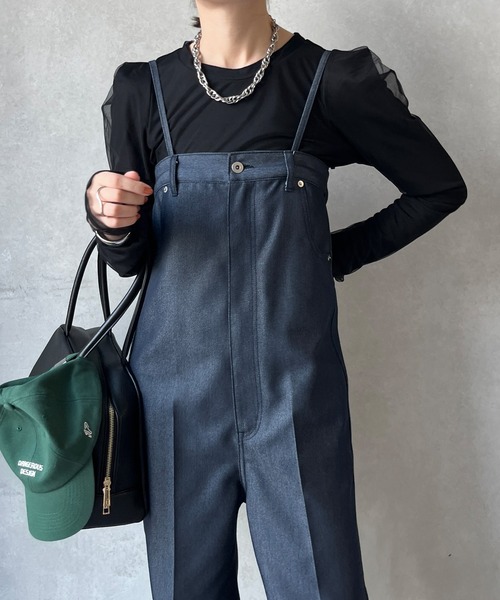 DouDou tシャツ シアーレイヤードドッキングトップス レディース