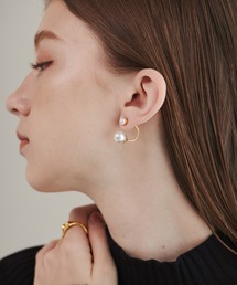 ダブルCパールイヤリング ciite' イヤリング ダブルパールキャッチ イヤリング (両耳用