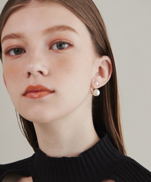ciite' イヤリング ダブルパールキャッチ イヤリング (両耳用
