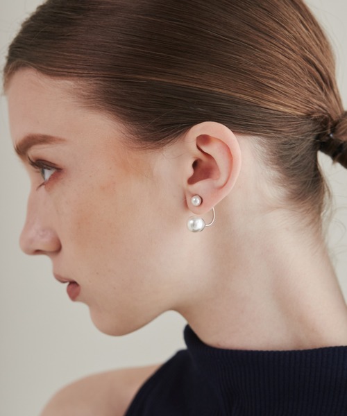 ciite' イヤリング ダブルパールキャッチ イヤリング (両耳用