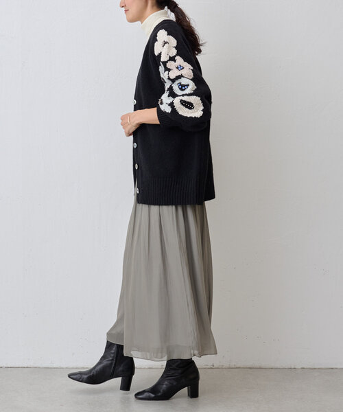 BEARDSLEY カーディガン 袖ジャガードカーディガン レディース 