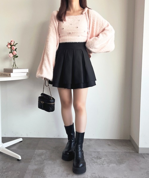 【美品】ジャーナルスタンダード　アンサンブルニット apres jour アンサンブル ビジューシャギーニットアンサンブル