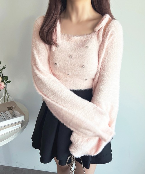 apres jour（アプレジュール） アンサンブル ビジューシャギーニット