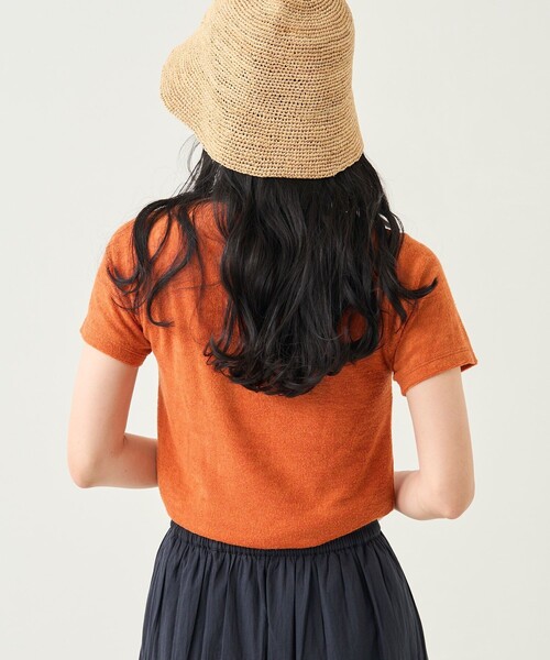 【美品】baserangeオレンジ ベロア　Tシャツ BASERANGE ベースレンジ ポルトガル製 Omo Long Sleeve Tee