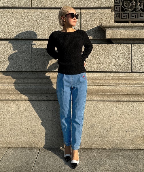 ジーンズ デニム デニムパンツ −3キロハート刺繍デニム レディース