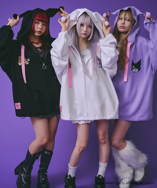 ガルフィー×クロミダメージ加工パーカー 中型大 値下げ交渉〇即購入〇 GALFY パーカー 「GALFY/ガルフィー」GALFY×KUROMI みんな大好き