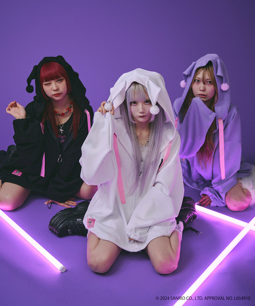 パーカー 「GALFY/ガルフィー」GALFY×KUROMI みんな大好きボンディングパーカー 長袖 クロミ レディース メンズ GALFY クロミ × ガルフィー コラボ モコモコ丸ボアずきん