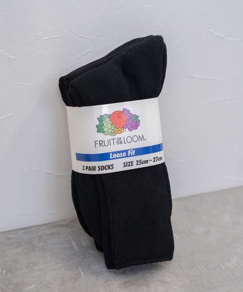 ブラック クルーソックス FRUIT OF THE LOOM（フルーツオブザルーム） 靴下 C.3P DadSocks