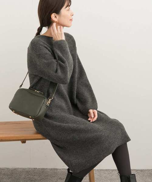 URBAN RESEARCH DOORS ワンピース　M URBAN RESEARCH DOORS ワンピース 畦ミディ丈ニットワンピース