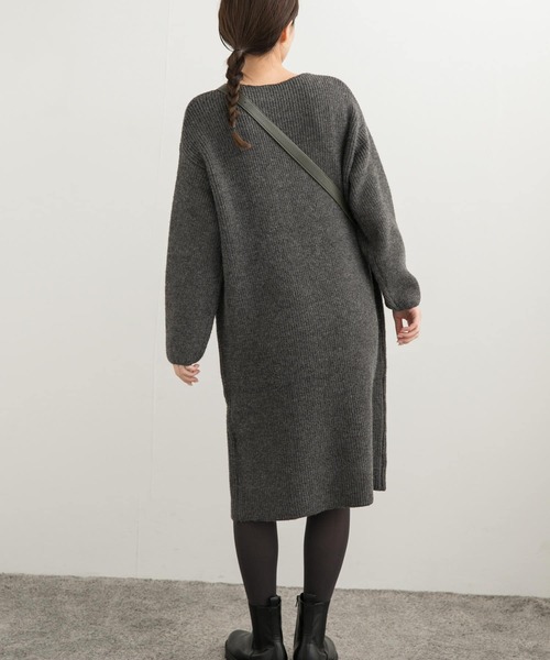 URBAN RESEARCH DOORS ワンピース 畦ミディ丈ニットワンピース