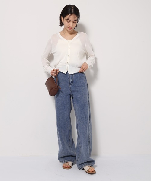 ワイドパンツ ジーンズ デニム デニムパンツ 「新サイズ追加/5サイズ展開」カーブデニムパンツ「S/SP/M/L/XL」 レディースの画像