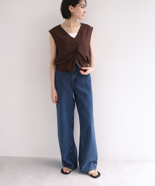 ワイドパンツ ジーンズ デニム デニムパンツ 「新サイズ追加/5サイズ展開」カーブデニムパンツ「S/SP/M/L/XL」 レディースの画像