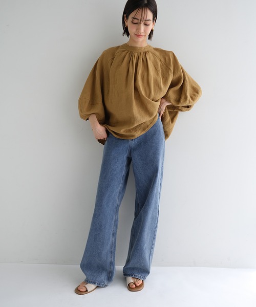ワイドパンツ ジーンズ デニム デニムパンツ 「新サイズ追加/5サイズ展開」カーブデニムパンツ「S/SP/M/L/XL」 レディースの画像