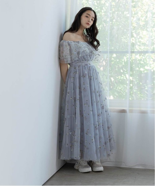 Tomsister jane ワンピース　オフショルダー フラワー刺繍 フラワー刺繍ワンピース（ワンピース）｜any Fam（エニィファム