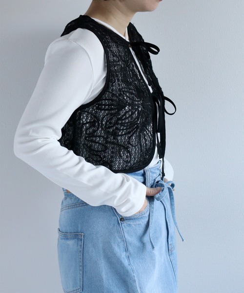 ベスト ジレ コード刺繍ベスト レディース cepo ベスト ジレ 「セットアップ対応」ニットコード刺繍ベスト