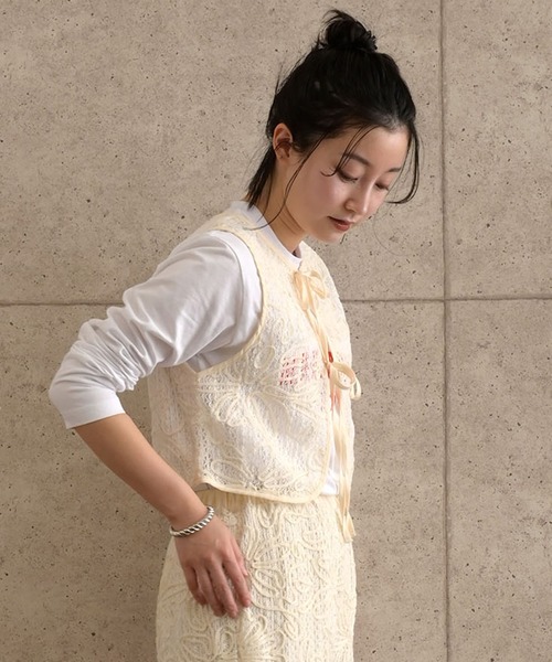 cepo ベスト ジレ 「セットアップ対応」ニットコード刺繍ベスト
