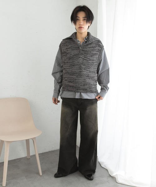 ベスト ジレ ミックスメランジハーフジップニットベスト メンズ | SENSE OF PLACE by URBAN RESEARCH | 06